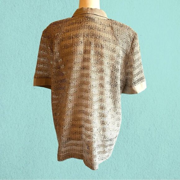 Vintage short sleeve linen mesh button down shirt - Picture 7 of 11